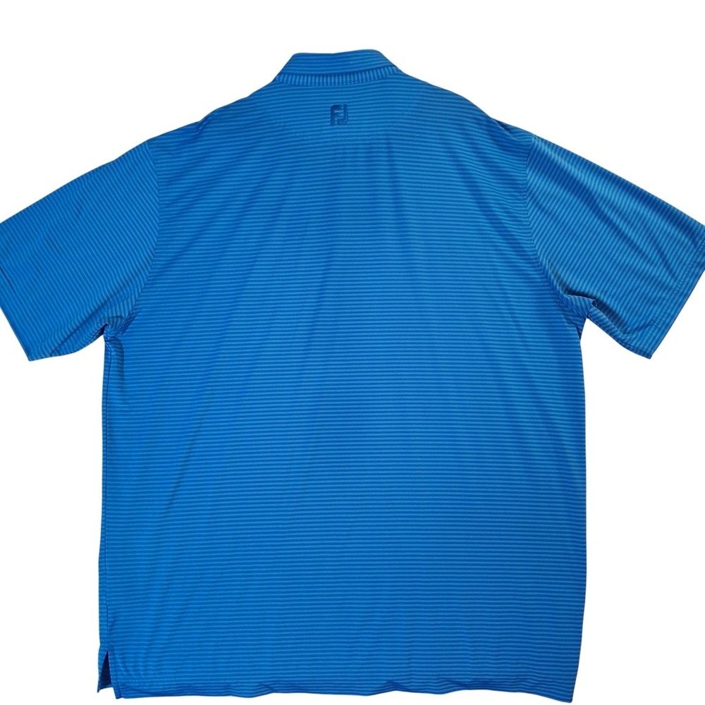FootJoy Polo Shirt Men's 2XL Blue Striped Morris Country Golf Club ProDry - Picture 2 of 8